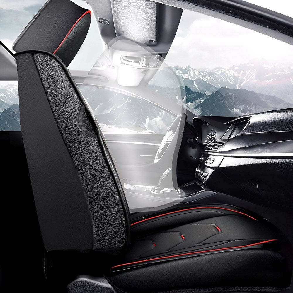 Full Set Car Seat Covers, Universal Leather Waterproof 5-Seat Protector – Front & Back Coverage for Most Sedans, SUVs & Trucks