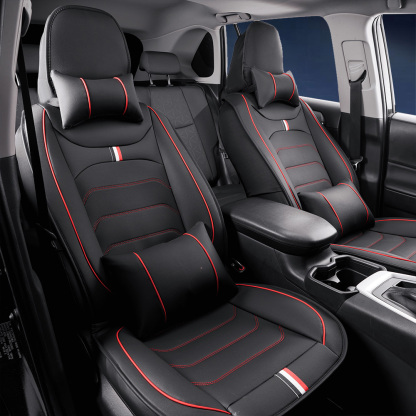 Universal Faux Leather Car Seat Covers 5-Piece Set – Waterproof, Easy Install, Fit SUV, Sedan & Truck