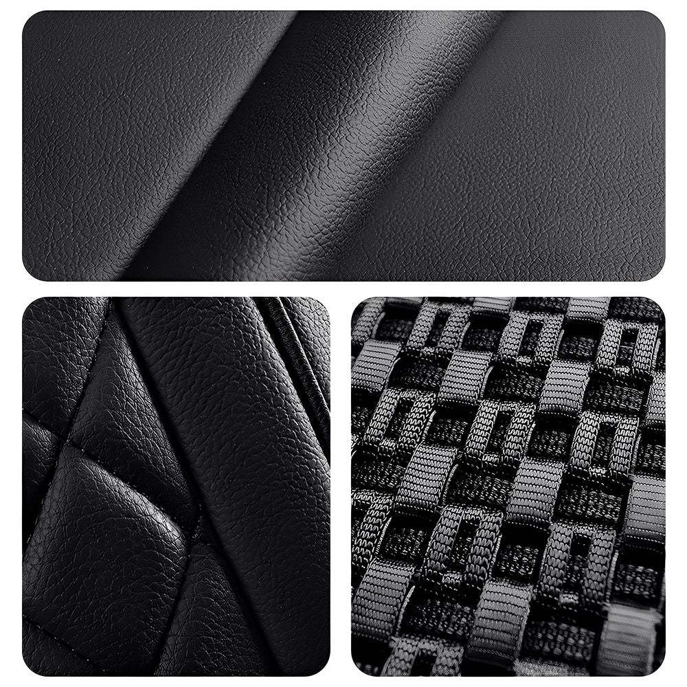 AmanCarport Universal Car Seat Covers 5-Piece Full Set – Premium Faux Leather & Ice Silk, Waterproof & Airbag Compatible