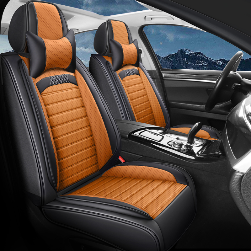 Car Universal Seat Covers Full Set, Breathable and Waterproof Napa Leather Car Seat Cover Fit for Cars, Sedans, SUVs, Trucks