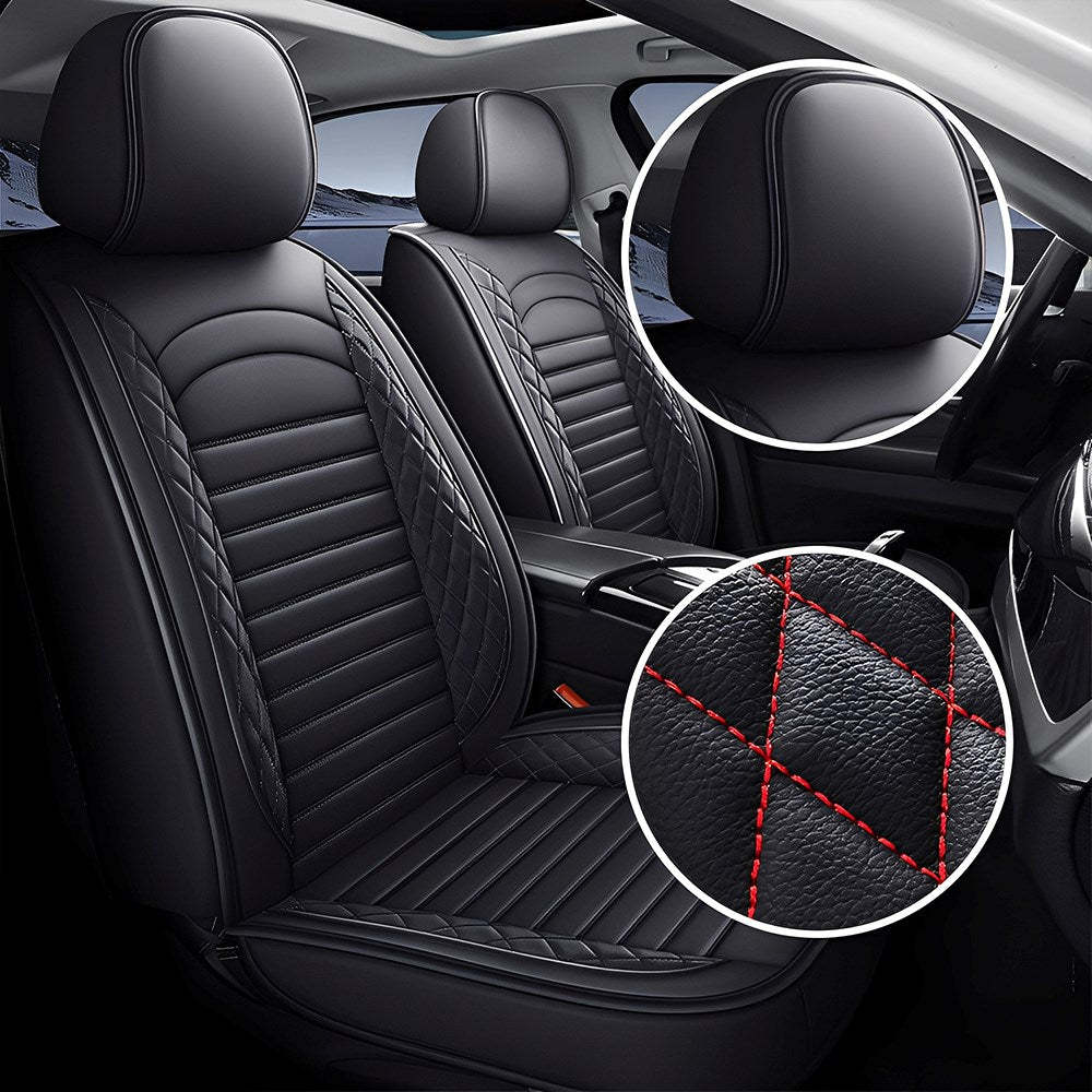 5-Piece Car Seat Covers Full Set – Universal Faux Leather Cushions for Cars, SUVs & Trucks