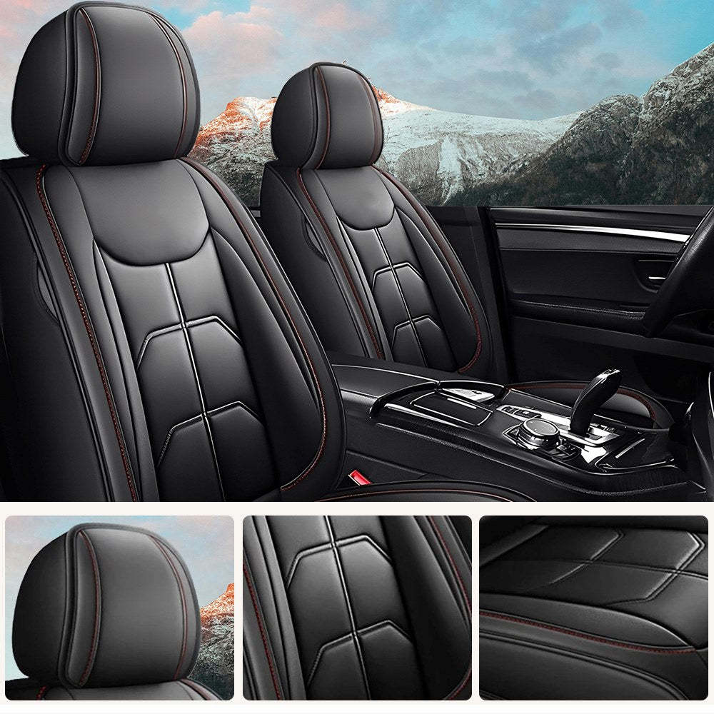 Luxury Faux Leather Car Seat Covers – 5-Seat Universal Fit, Waterproof & Wear-Resistant Full Set