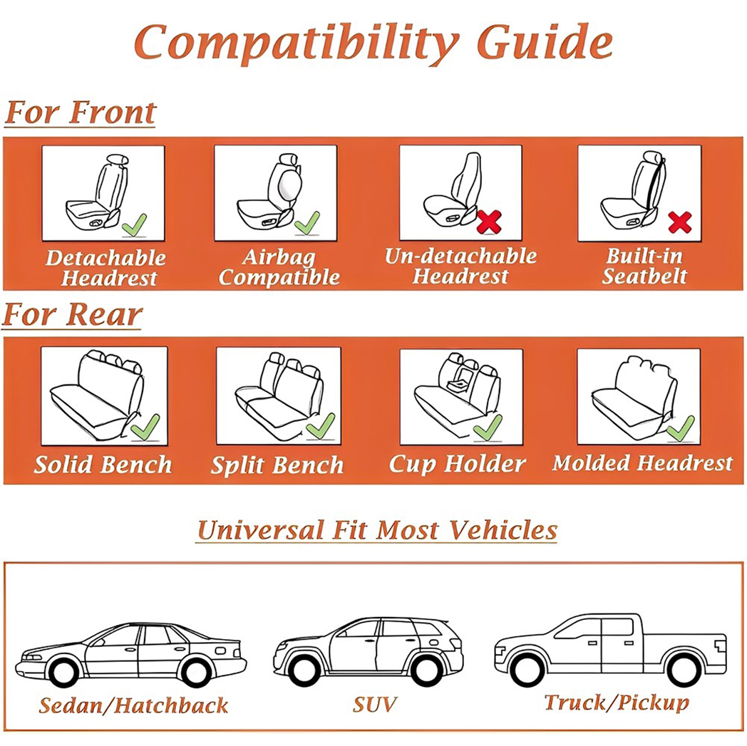 Universal Faux Leather Car Seat Covers 5-Piece Set – Waterproof, Easy Install, Fit SUV, Sedan & Truck