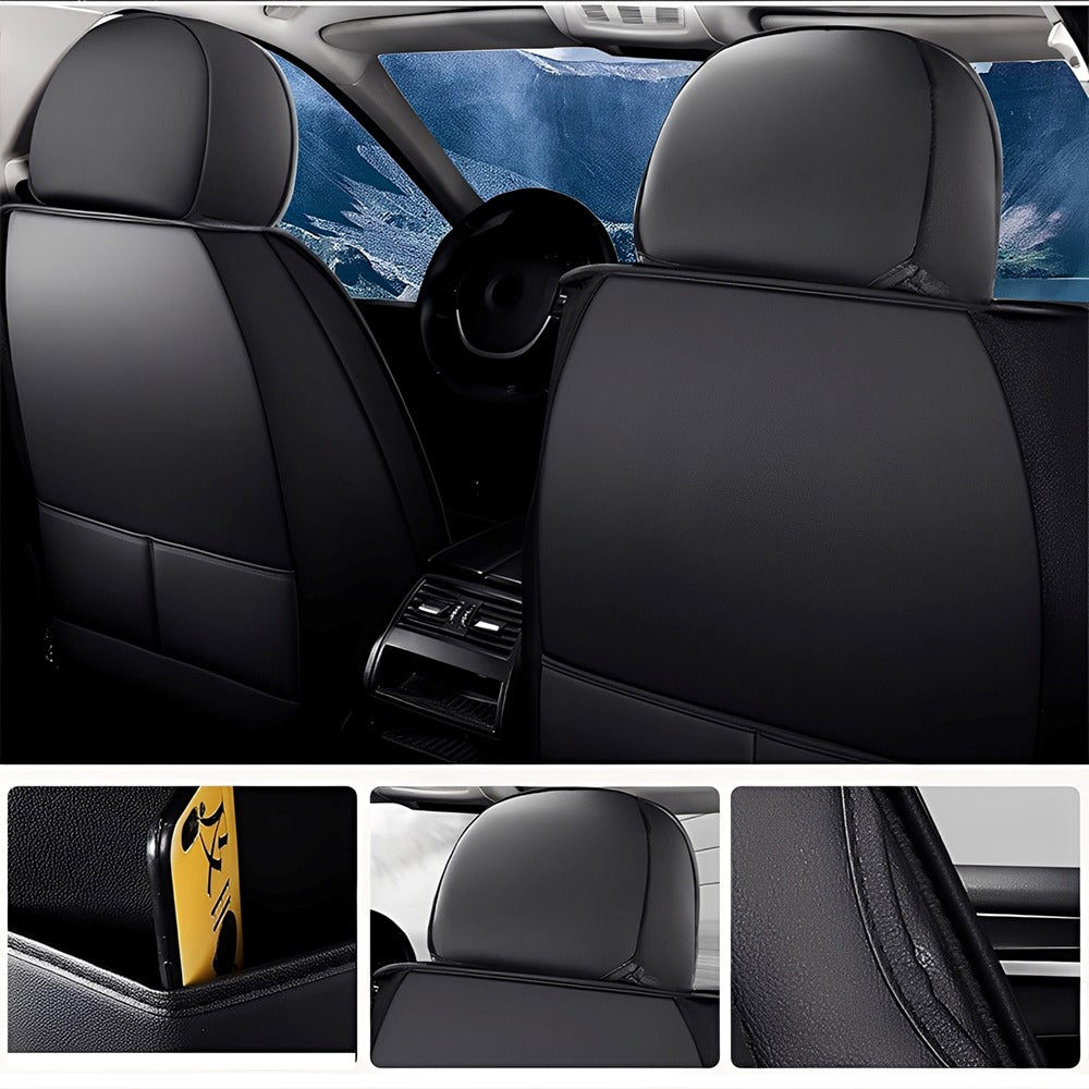 Full Set Car Seat Covers, Universal Leather Waterproof 5-Seat Protector – Front & Back Coverage for Most Sedans, SUVs & Trucks