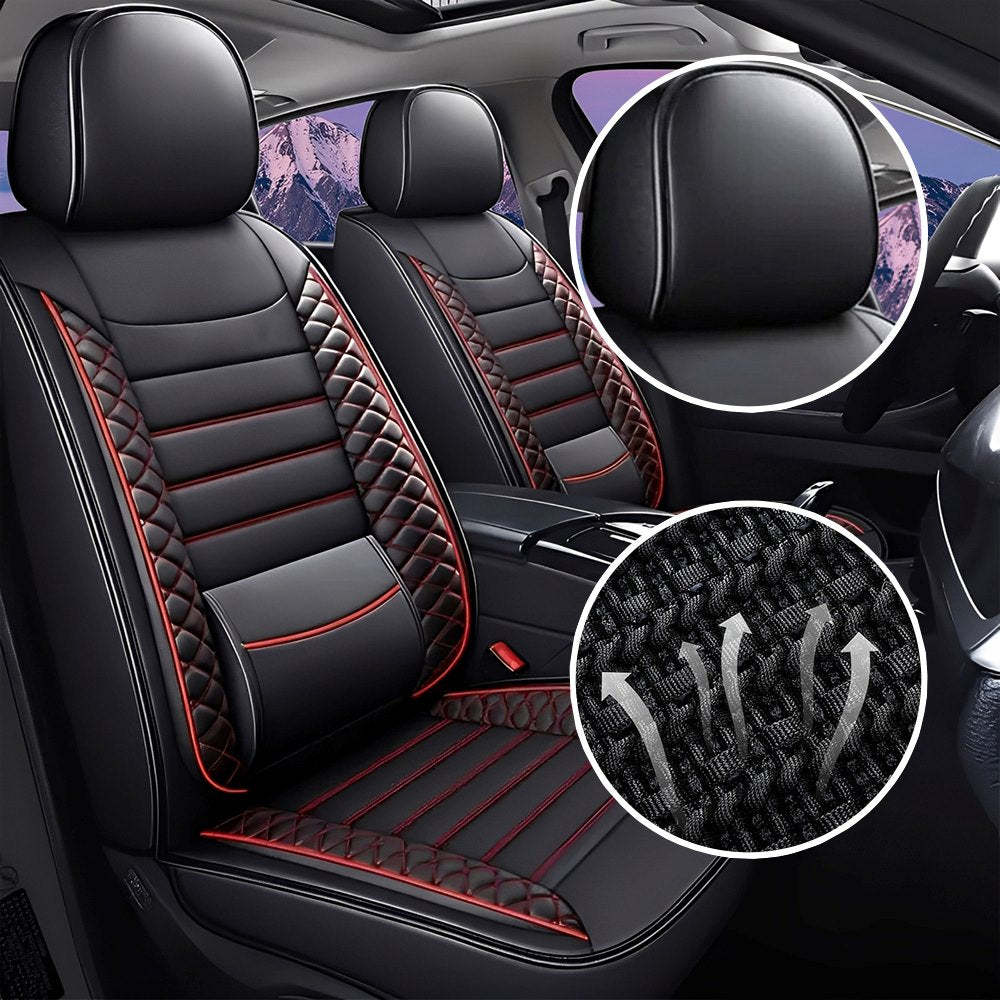 Universal 3D Car Seat Covers Full Set – 5-Piece Faux Leather, Waterproof & Breathable Design