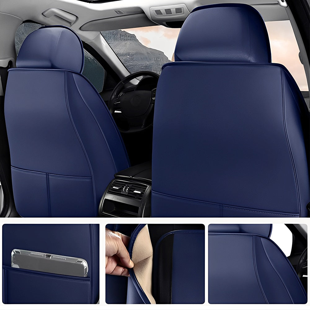 Luxury 3D Car Seat Covers – 5-Piece Waterproof Faux Leather & Ice Silk, Universal Fit for Sedans, SUVs & Trucks