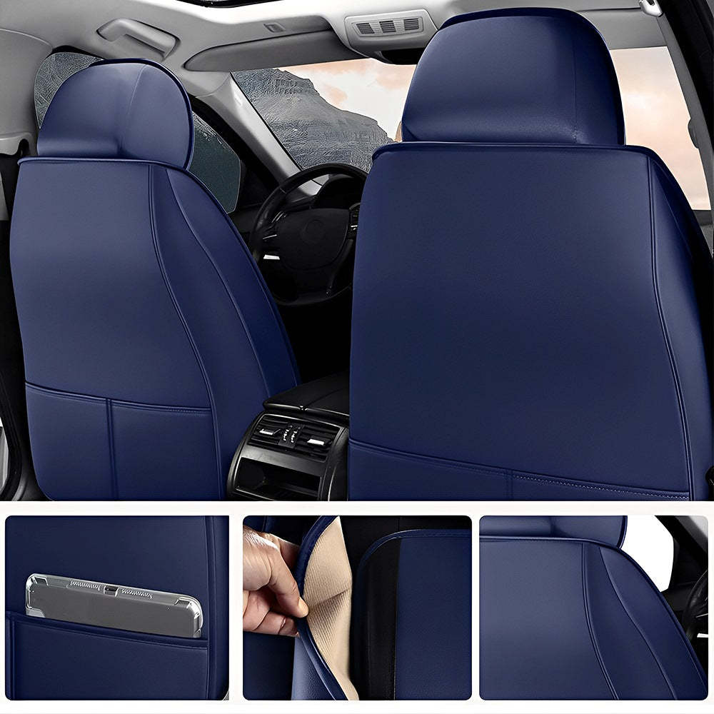 Luxury 3D Car Seat Covers – 5-Piece Waterproof Faux Leather & Ice Silk, Universal Fit for Sedans, SUVs & Trucks