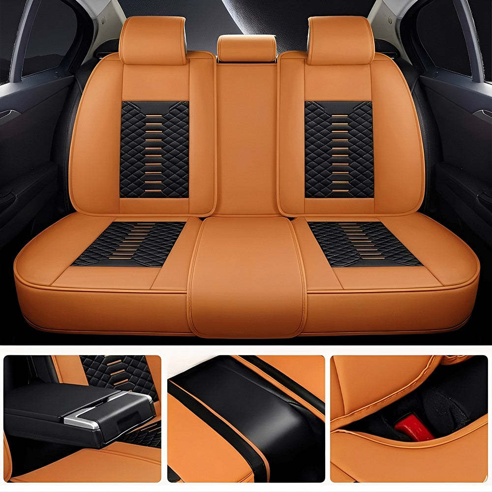 Universal Fit 5-Seat Car Seat Covers – Breathable Faux Leather Full Set for Cars, SUVs & Trucks