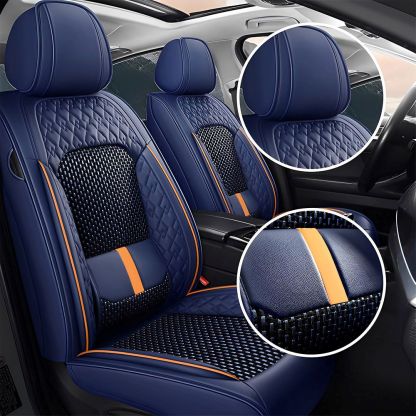 Luxury 3D Car Seat Covers – 5-Piece Waterproof Faux Leather & Ice Silk, Universal Fit for Sedans, SUVs & Trucks