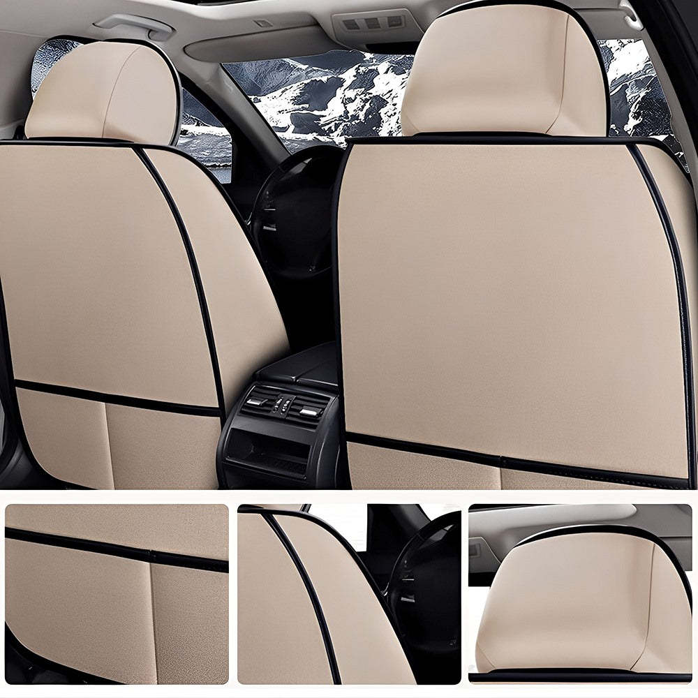 Universal Linen Car Seat Covers Full Set – Breathable Fabric 5-Seat Fit for Cars, SUVs & Pickups