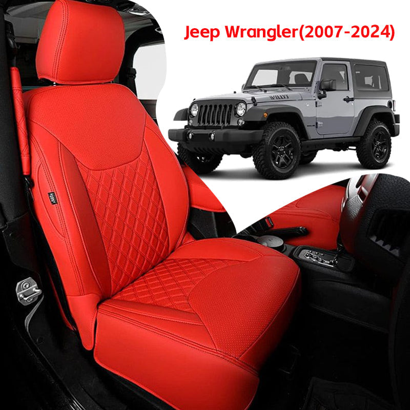 Premium Leather Car Seat Covers Full Set for Jeep Wrangler (2007-2024)