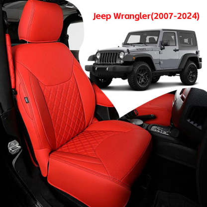 Premium Leather Car Seat Covers Full Set for Jeep Wrangler (2007-2024)