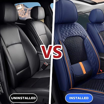 Luxury 3D Car Seat Covers – 5-Piece Waterproof Faux Leather & Ice Silk, Universal Fit for Sedans, SUVs & Trucks