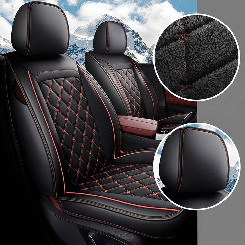 Luxury Car Seat Covers – Premium Faux Leather, Waterproof Full Set for 5-Seat Cars, SUVs & Trucks