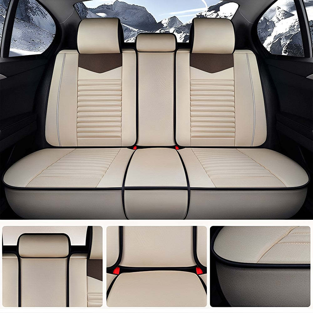 Universal Linen Car Seat Covers Full Set – Breathable Fabric 5-Seat Fit for Cars, SUVs & Pickups