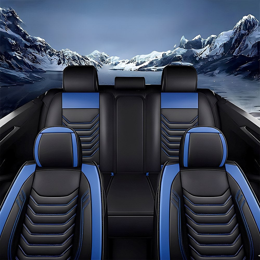All-Season Universal Car Seat Covers – 5-Seat Faux Leather Full Set for Most Vehicles