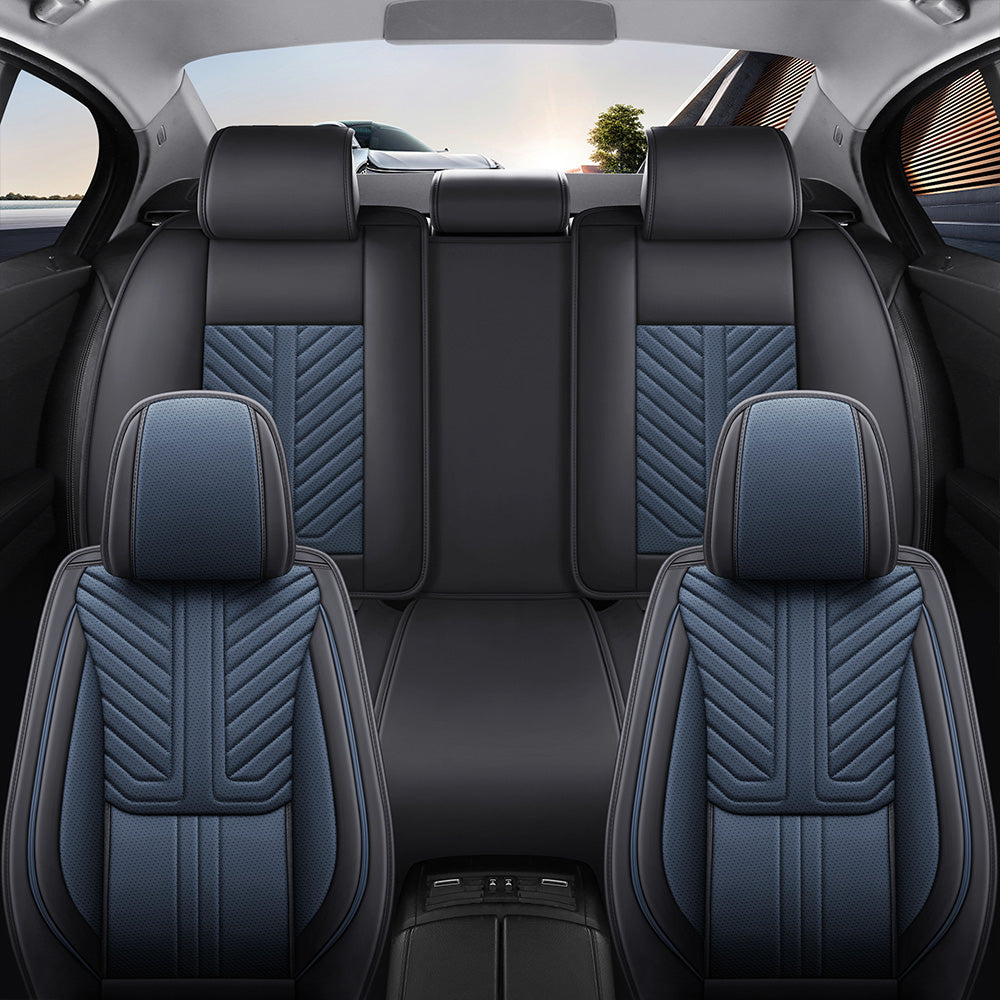 AmanCarport Car Seat Covers Faux Leather 5-Piece Set - Universal Fit for SUV, Truck, Sedan & Most Vehicles