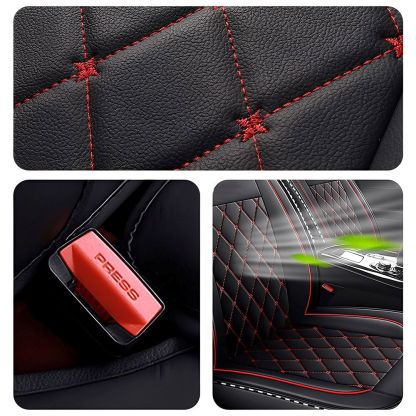 Luxury Car Seat Covers – Premium Faux Leather, Waterproof Full Set for 5-Seat Cars, SUVs & Trucks