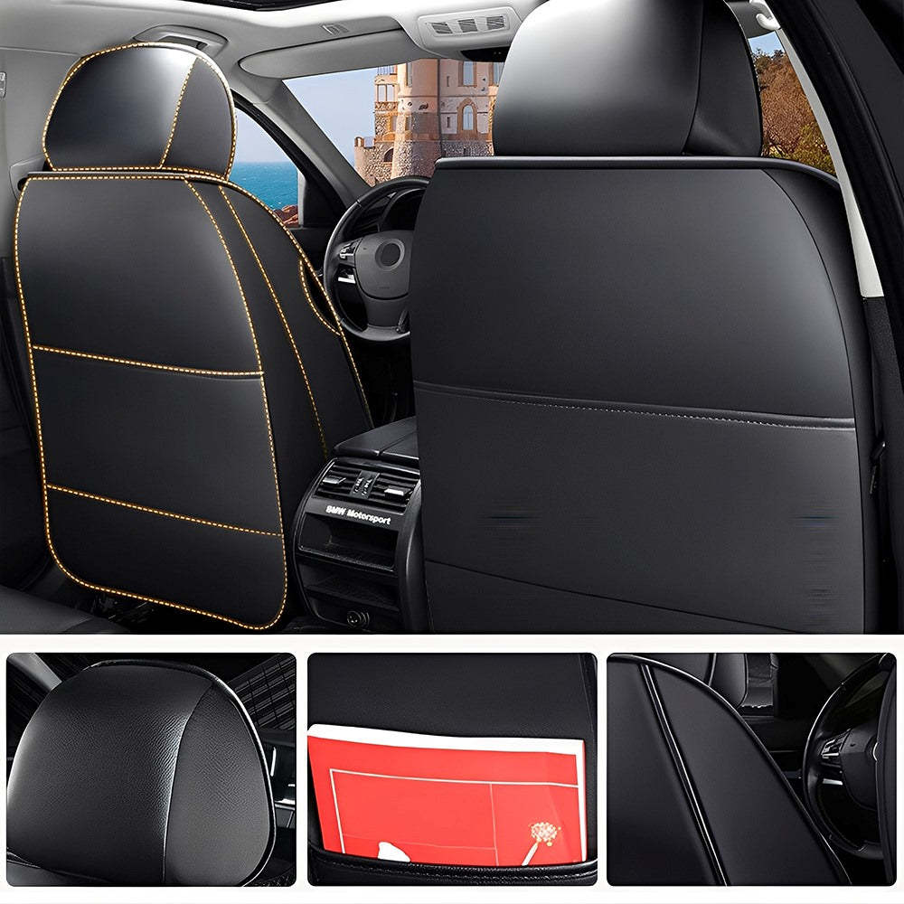 Full Set Car Seat Covers, Universal Leather Seat Covers for Most Cars, SUVs & Trucks – Waterproof Front & Back Protector