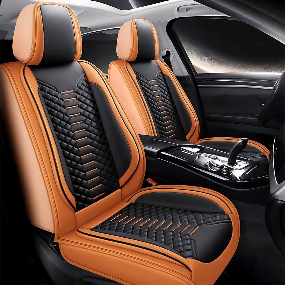 Universal Fit 5-Seat Car Seat Covers – Breathable Faux Leather Full Se
