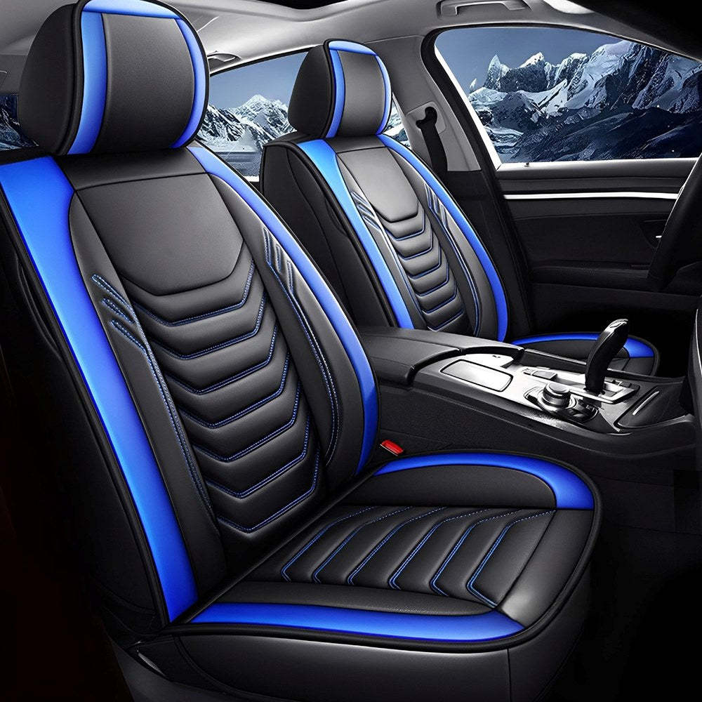 All-Season Universal Car Seat Covers – 5-Seat Faux Leather Full Set fo