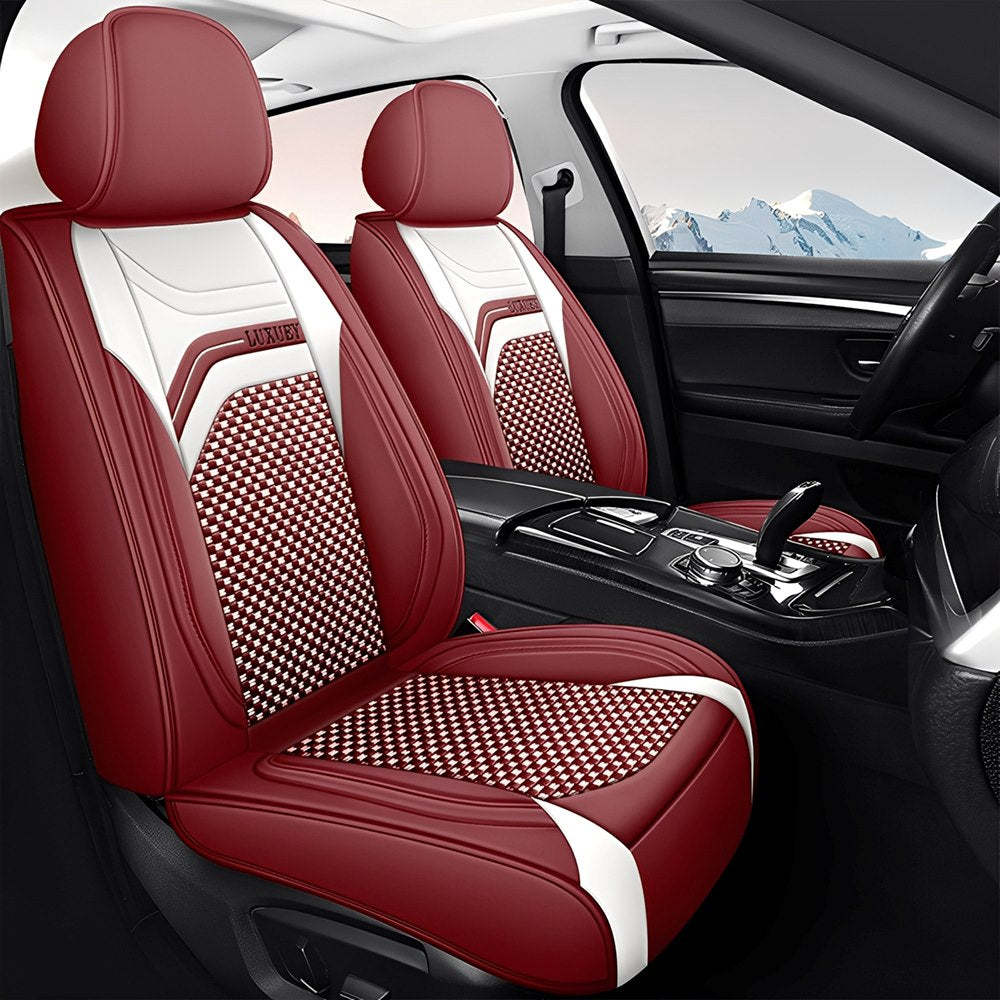 AmanCarport Universal 5-Seat Car Seat Covers – Faux Leather & Ice Silk