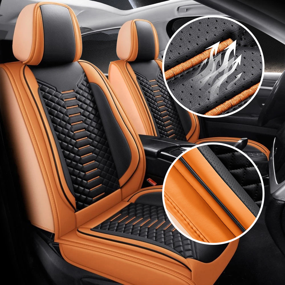 Universal Fit 5-Seat Car Seat Covers – Breathable Faux Leather Full Set for Cars, SUVs & Trucks