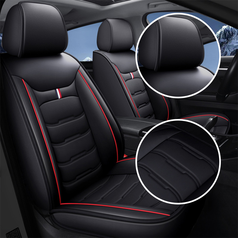 Universal Fit Faux Leather Car Seat Covers – 5-Piece Set, Waterproof, Easy Care for Most Vehicles