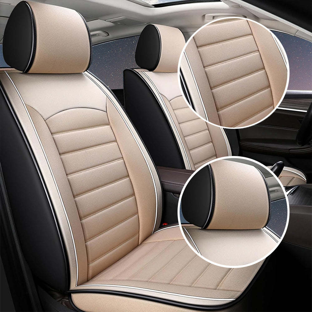 Breathable Linen Car Seat Covers – Universal 5-Seat Full Set for Cars, Trucks & SUVs