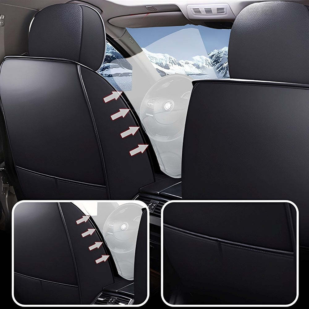 All-Season Universal Car Seat Covers – 5-Seat Faux Leather Full Set for Most Vehicles