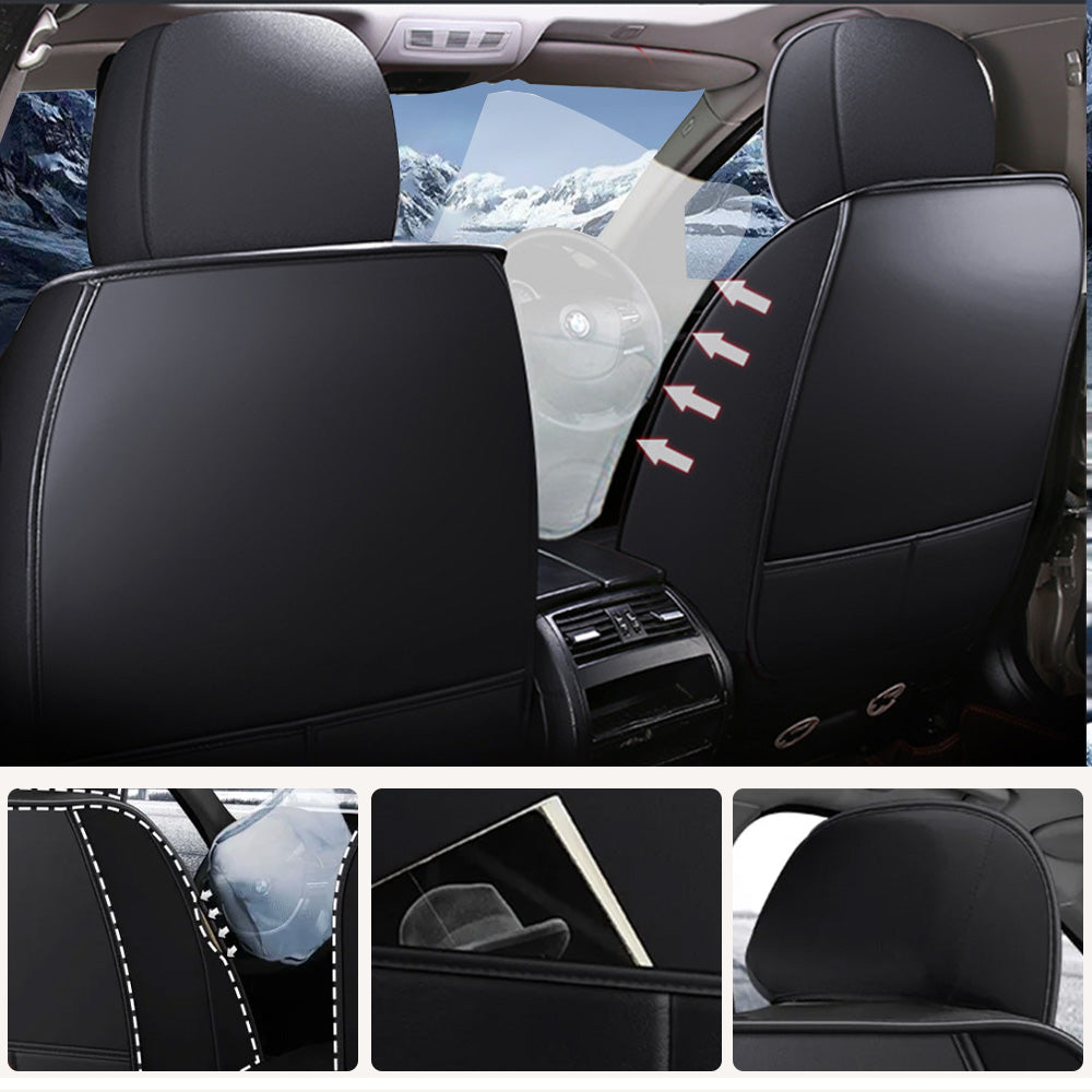 All-Season Universal Car Seat Covers – 5-Seat Faux Leather Full Set for Most Vehicles
