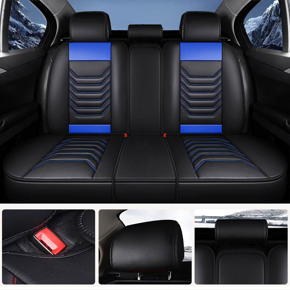 All-Season Universal Car Seat Covers – 5-Seat Faux Leather Full Set for Most Vehicles