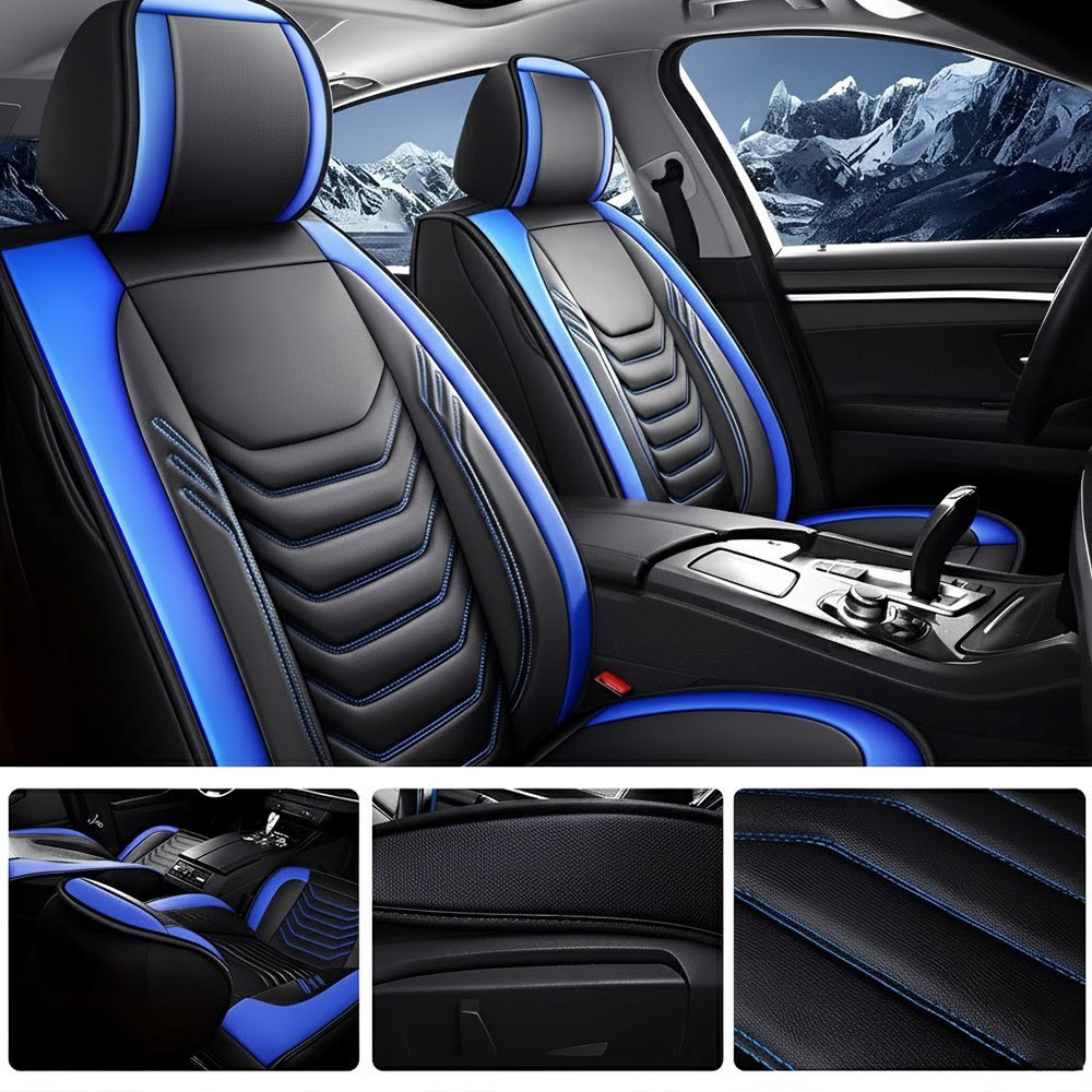 All-Season Universal Car Seat Covers – 5-Seat Faux Leather Full Set for Most Vehicles