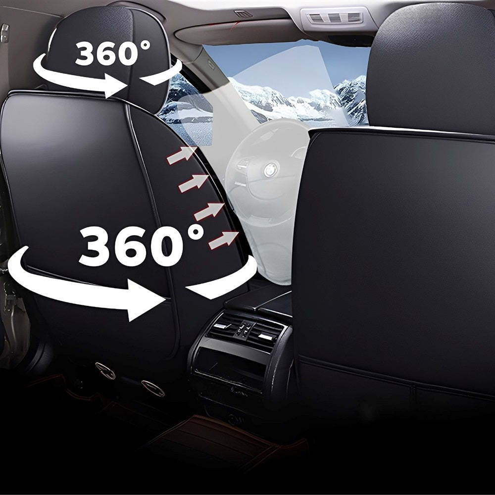 All-Season Universal Car Seat Covers – 5-Seat Faux Leather Full Set for Most Vehicles