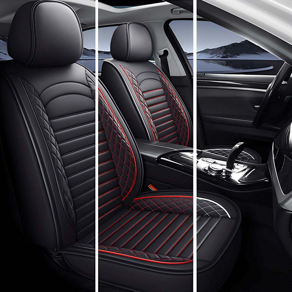 5-Piece Car Seat Covers Full Set – Universal Faux Leather Cushions for Cars, SUVs & Trucks