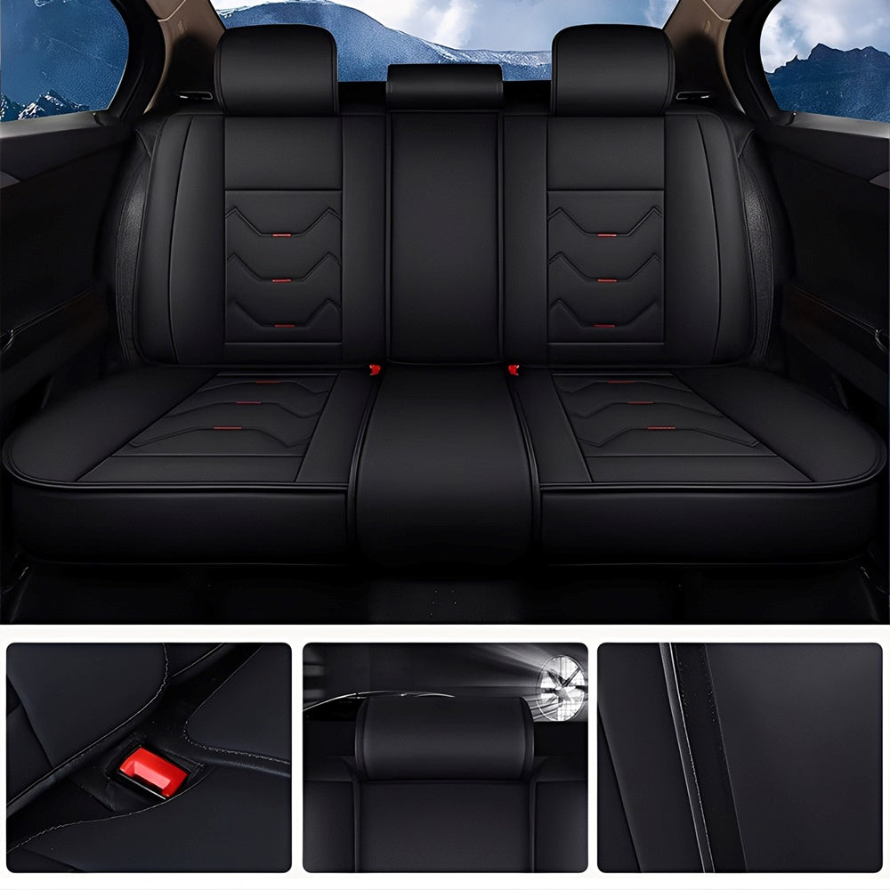 Full Set Car Seat Covers, Universal Leather Waterproof 5-Seat Protector – Front & Back Coverage for Most Sedans, SUVs & Trucks