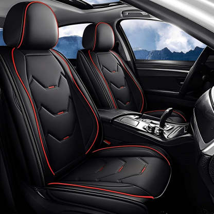 Full Set Car Seat Covers, Universal Leather Waterproof 5-Seat Protector – Front & Back Coverage for Most Sedans, SUVs & Trucks