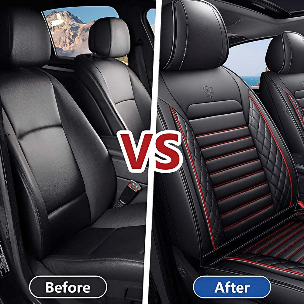 Full Set Car Seat Covers, Universal Leather Seat Covers for Most Cars, SUVs & Trucks – Waterproof Front & Back Protector