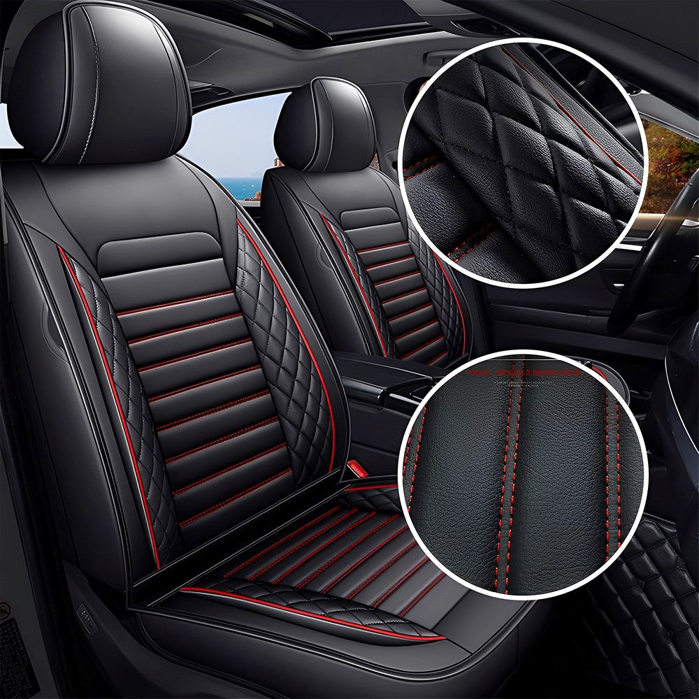 Full Set Car Seat Covers, Universal Leather Seat Covers for Most Cars, SUVs & Trucks – Waterproof Front & Back Protector