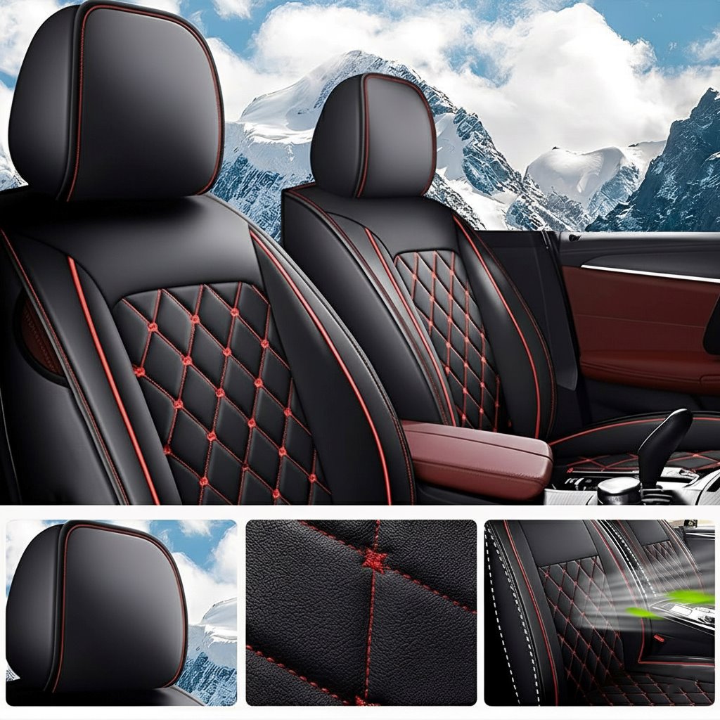 Luxury Car Seat Covers – Premium Faux Leather, Waterproof Full Set for 5-Seat Cars, SUVs & Trucks