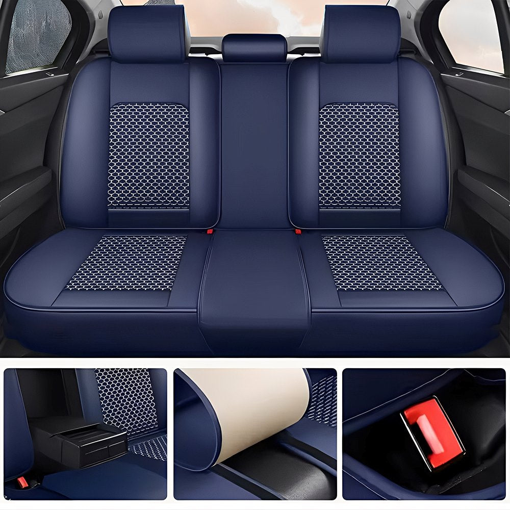 Luxury 3D Car Seat Covers – 5-Piece Waterproof Faux Leather & Ice Silk, Universal Fit for Sedans, SUVs & Trucks