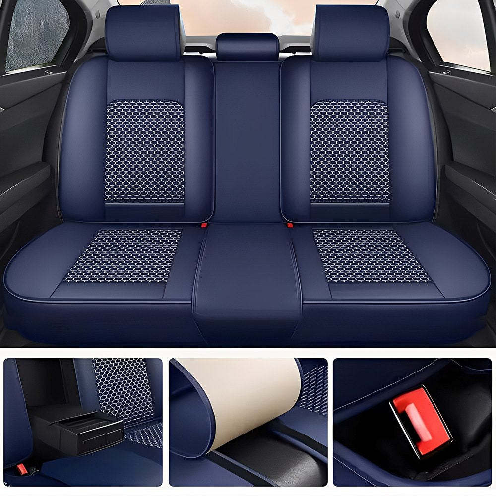 Luxury 3D Car Seat Covers – 5-Piece Waterproof Faux Leather & Ice Silk, Universal Fit for Sedans, SUVs & Trucks