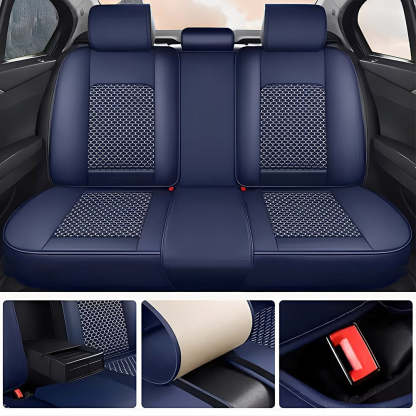 Luxury 3D Car Seat Covers – 5-Piece Waterproof Faux Leather & Ice Silk, Universal Fit for Sedans, SUVs & Trucks