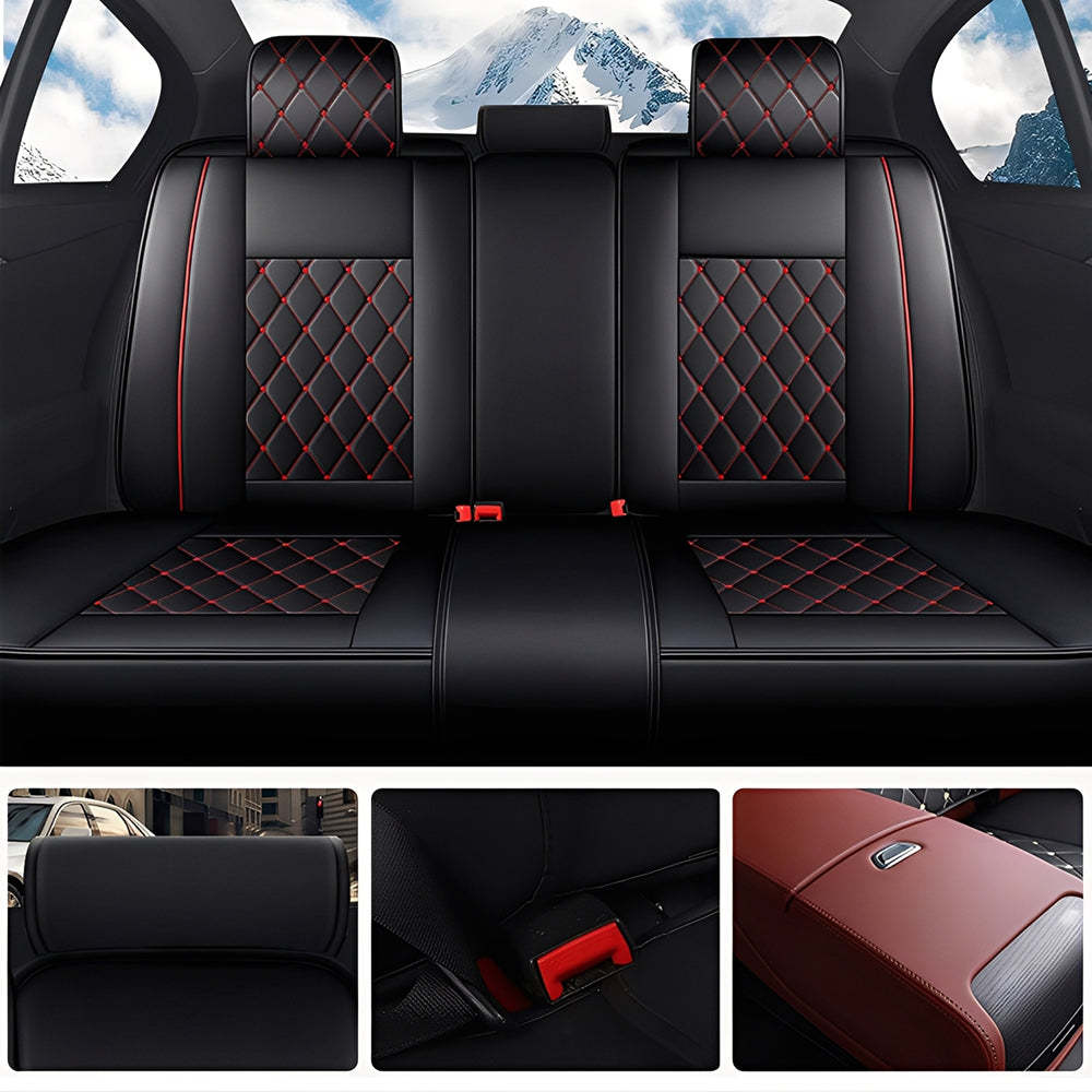 Luxury Car Seat Covers – Premium Faux Leather, Waterproof Full Set for 5-Seat Cars, SUVs & Trucks
