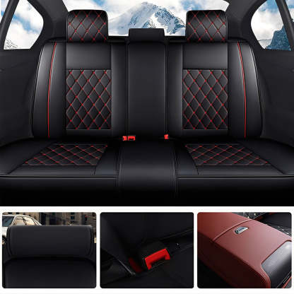 Luxury Car Seat Covers – Premium Faux Leather, Waterproof Full Set for 5-Seat Cars, SUVs & Trucks