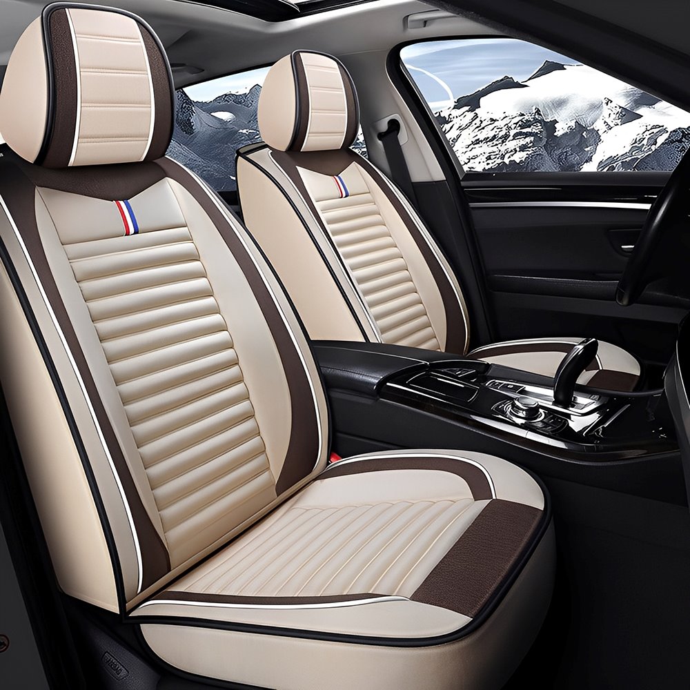 Universal Linen Car Seat Covers Full Set – Breathable Fabric 5-Seat Fit for Cars, SUVs & Pickups