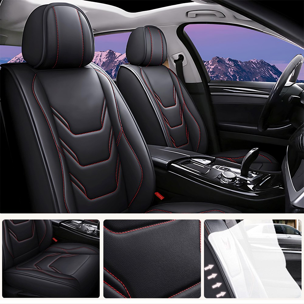Universal Fit Car Seat Covers Full Set – Waterproof Scratch-Resistant Faux Leather for Cars & Pickups