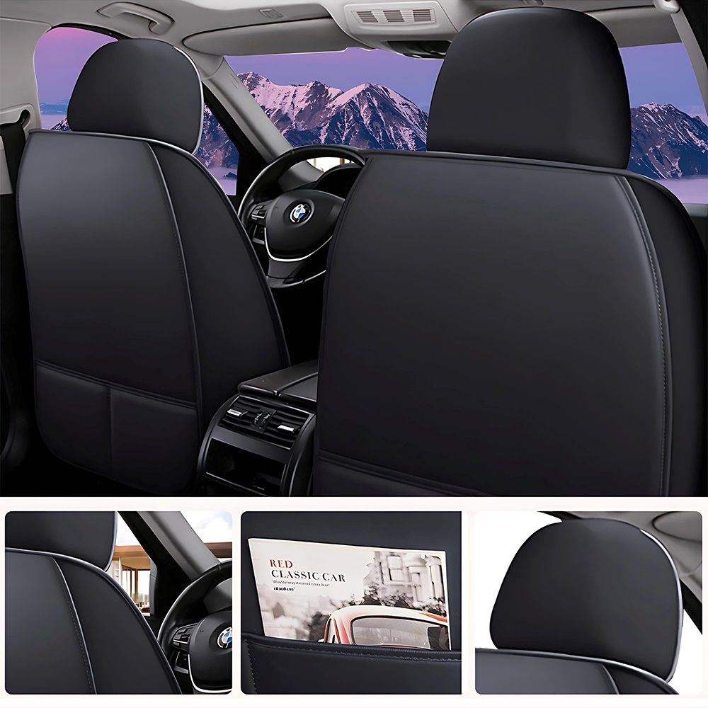 Universal Fit Car Seat Covers Full Set – Waterproof Scratch-Resistant Faux Leather for Cars & Pickups