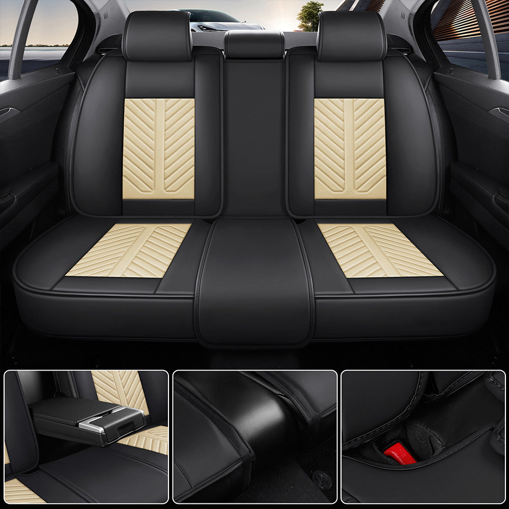 AmanCarport Car Seat Covers Faux Leather 5-Piece Set - Universal Fit for SUV, Truck, Sedan & Most Vehicles