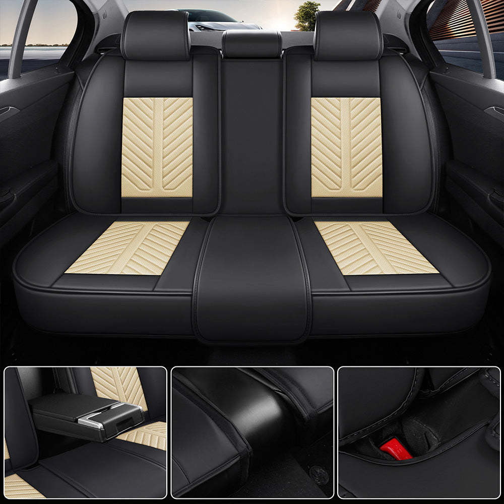 AmanCarport Car Seat Covers Faux Leather 5-Piece Set - Universal Fit for SUV, Truck, Sedan & Most Vehicles